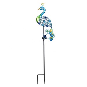 Lampe solaire de jardin en forme de paon, LED, piquet en métal, résistante à l'eau, décoration extérieure - Product Image 1