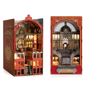Nouveau Design DIY Miniature Maison Livre Nook Étagère Insert Multifonction 3D Puzzle Jouets avec <span class=keywords><strong>Train</strong></span> Vagon Ligst OEM - Product Image 2