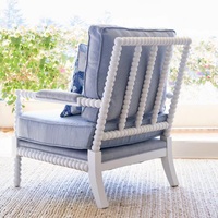 Meilleure Vente : Fauteuil de Style Accent au Design Décontracté, Tissu Lin Bleu à Prix Abordable avec Bois de Chêne pour Chambre ou Salon