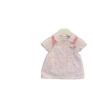 Sweet Kitty Pink T-shirt Overall Dress Set For Baby Girls Breathable Summer Outfit - Product Image 5