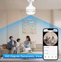 360 °   Caméra d'ampoule WiFi avec projecteur, douille E27, surveillance de sécurité domestique intelligente sans fil en extérieur avec vision nocturne et détection de mouvement