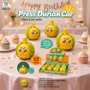 <b>Custom</b> Brand Cute Durian Pull Back Friction Powered Cartoon Fruit Vehicle Toy for Kids Ages 5-7 Unisex Plastic - Product Image 4