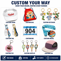 Kit d'événement de course urbaine personnalisé : Ensemble de course marathon, T-shirt à séchage rapide, Visière, Bouteille d'eau, Sac fourre-tout, Dossard de course, Articles de sport pour compétition de course