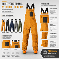 Salopette de travail imperméable renforcée avec bretelles réglables et plusieurs poches, pour neige, couleur et logo personnalisables, OEM ODM