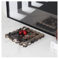 Stonekocc Bijoux Divers Conteneur Festonné Carré Plateau Foncé Emperador Brun Marbre Pierre Stockage Aromathérapie Cachall Palette