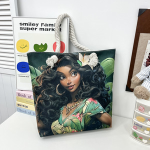 Bolsos de lona estampados de gran capacidad, bolsos de compras para estudiantes, bolsos de hombro de gran tamaño para mujer - Product Image 4