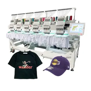 Bordadora Lentejuelas De 6 Cabeza Machine à broder les logos à 9 têtes d'aiguilles bon marché pour chapeau et t-shirt