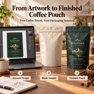 Sacs d'emballage pour café imprimés sur mesure, sachets refermables à fond plat, sacs de rangement pour thé - Product Image 4
