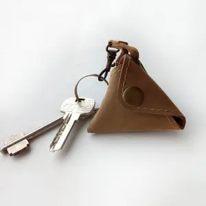 Leather Key Chain Triangle Key Rings Holder Purse Bulk Coins Wallet Change Pouch