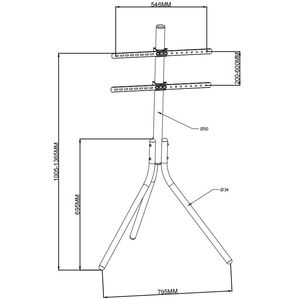 VESA 400x400 cho 23-65 "Chiều cao có thể điều chỉnh xách tay màu đen màn hình phẳng hiển thị nghệ thuật TV tầng <span class=keywords><strong>Tripod</strong></span> núi đứng - Product Image 4