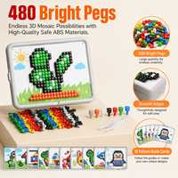 Rompecabezas de Plástico 3D con Forma de Hongo, Juego de Arte Mosaico DIY, Juguete Educativo de Tablero de Píxeles para Niños de 5 a 7 Años