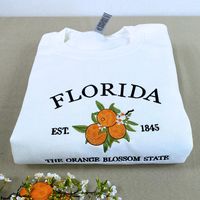 Florida State Sweatshirt ou Hoodie Brodé Cadeau-Est 1845 Fleur d'Oranger