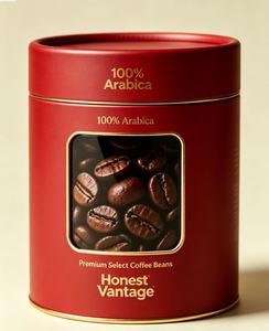 เมล็ดกาแฟฮอนสเตส แวนเทจ พรีเมียม ซีเล็ค 100% อาราบิก้า บรรจุภัณฑ์ทรงกระบอกแข็งแรง ดีไซน์ฟอยล์สีทอง - Product Image 3