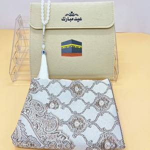 ของขวัญตกแต่งสำหรับเดือนรอมฎอนของชาวมุสลิม ลูกประคำ พรมละหมาดพกพาแบบพับได้ กระเป๋าใส่พรมละหมาด ปักลาย พรมพกพา โพลีเอสเตอร์ กันลื่น - Product Image 6