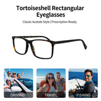 Monturas de Gafas Ópticas Unisex Cuadradas de Acetato con Lentes de PC, Diseño Ligero para Uso Diario - Venta al por Mayor con Logotipo Personalizado