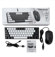 Ensemble clavier et souris filaire rétroéclairé T-WOLF TF630, disposition 61 touches, câble détachable, interrupteurs rouges silencieux, anti-ghosting 21 touches pour PC