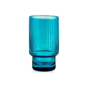 Ensemble de 6 verres à boire rayés Bliss Blue 45cl - Product Image 1