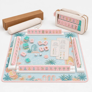 Tapis de Mahjong Américain Esthétique Bleu Menthe Agrumes Tropicaux, Housse de Table Antidérapante et Imperméable avec Guide des Règles pour Jeux de Cartes - Product Image 3