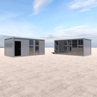 Maisons conteneurs préfabriquées en acier à pièce unique, portables, avec véranda en verre, démontables, pour bureau moderne