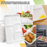 Assiette compartimentée jetable en bagasse de canne à sucre, compostable, écologique, pour la restauration professionnelle (vente en gros)