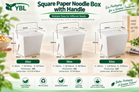 Boîte à nouilles classique en kraft à fond carré de 16 oz, imperméable, double revêtement PE, jetable, pour plats à emporter