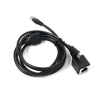 Kabel Splitter RJ12 6P6C ke USB Type-C Male ke RJ12 Female 1M Hitam Kustom OEM ODM Kabel Ekstensi Data & Daya