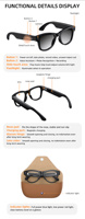 Lunettes caméra intelligentes M02 PRO MAX avec reconnaissance d'image IA, prise de photos par commande vocale pour capture et partage mains libres