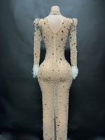 Tenue d'anniversaire été brillant diamant Sexy robes de soirée nouvelle mode luxe plume longue robe femmes fête