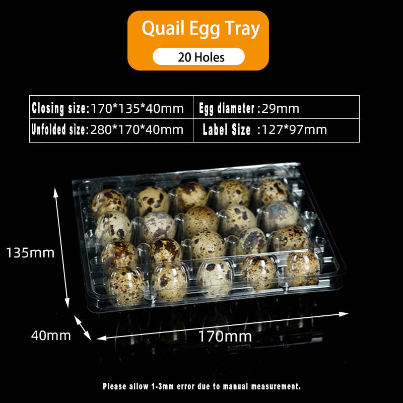 Plateau transparent pour 20 œufs de caille