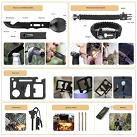 Vente en gros d'équipement d'aventure en plein air, kit d'outils de survie, fournitures d'urgence, matériau PC