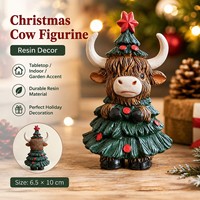 Statue décorative en résine de vache des Highlands pour Noël, idéale pour la maison et le bureau, décoration de table animale mignonne pour les fêtes - Vente en gros