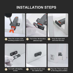 Système de porte à ouverture par pression robuste avec dispositif de rebond dissimulé, ouverture à une touche pour armoires de cuisine, idéal pour appartements et salons. - Product Image 2