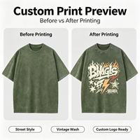 Kaos T-shirt Lengan Pendek O-Neck Loose-fit Running 230g Katun Oversized Streetwear untuk Gym, Model Presse Washed-and-Distressed