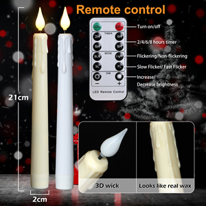 Bougie LED rechargeable de 8 pouces, sans flamme, effet de flamme vacillante, fonctionne sur piles, bougies coniques avec télécommande, décoration de mariage, centre de table - Product Image 3