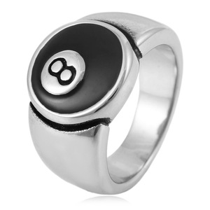 yunnique Billiards Style Black 8 Ball <b>Ring</b> <b>Titanium</b> Steel Unisex Gift Jewelry - Product Image 1