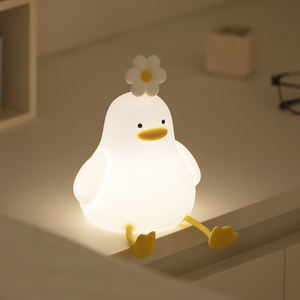 Lampada Notturna LED in Silicone Ricaricabile USB, Design Moderno a Forma di Anatra, Luce da Comodino per Bambini con Controllo Touch - Product Image 1