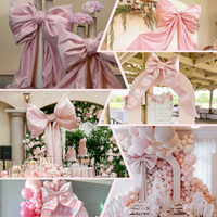 SMOOTH Custom Light Pink Shimmering Events Giant Bow Wedding Backdrop Decoration Party Supply Backdrop Sets