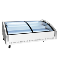 Vitrine de présentation Malatang en acier inoxydable à faible bruit, double température, avec étagère supérieure en verre
