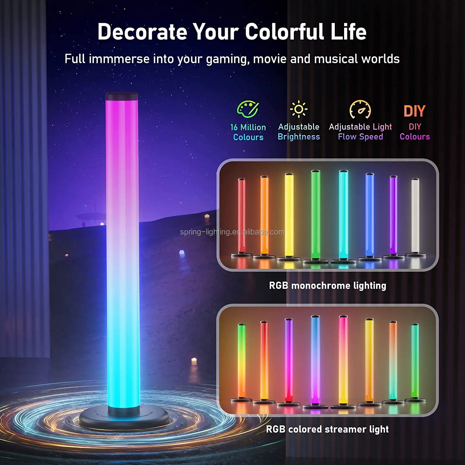 Smart Music Rhythm RGBIC LED Atmosphere Light For Home Decor Sound Control Gaming Room LED Ambient Light 360deg. Lighting