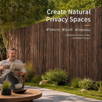 Panneau de clôture en bambou carbonisé naturel, clôture de jardin en bambou enroulable, écran d'intimité extérieur, lattes durables traitées thermiquement