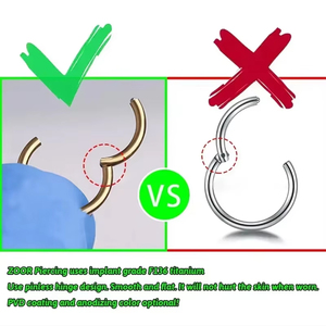 Piercing Argola de Nariz em Titânio G23 com Zircônia Cúbica 16G 18G 20G Articulado para Septo, Segmento, Orelha, Tragus, Cartilagem, Daith, Lábio, Joia Corporal - Product Image 3