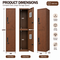 Armoire de rangement verrouillable en acier avec impression imitation bois, pour salle de sport et salle de bain, armoire de dortoir pour employés, pour bureau