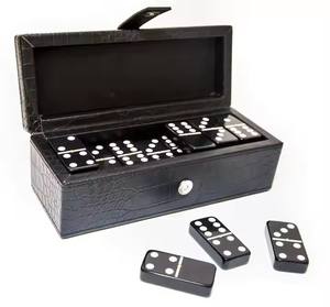 <span class=keywords><strong>Dominos</strong></span> en mélamine orange sur mesure en peau d'alligator Boîte en cuir noir - Product Image 3