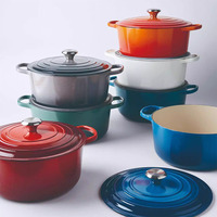 Ensemble de 11 pièces de batterie de cuisine en fonte émaillée antiadhésive, comprenant des faitouts, des casseroles et des marmites robustes avec couvercles