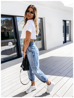Pantalones de chándal informales para mujer, pantalón harén rasgado y ligero, Verano