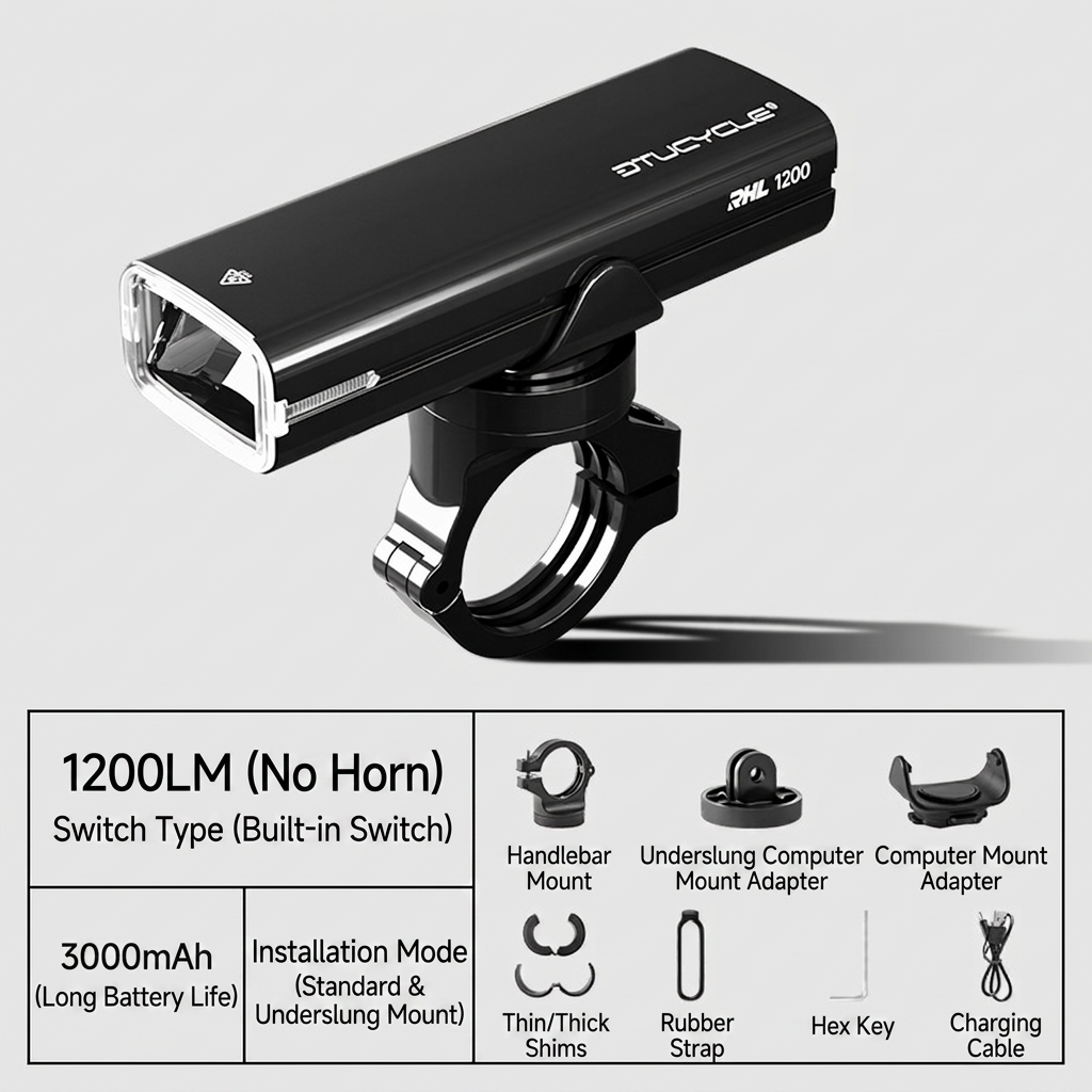 Noir 1200 lumens-sans klaxon
