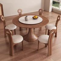 Italienisches Retro-Esszimmer-Set aus Massivholz mit Drehteller und schmaler Form für moderne kleine Wohnungen