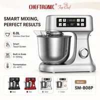 Robot pâtissier Cheftronic 6L avec écran tactile et balance intégrée, programmes automatiques, fermentation, multifonction, pour la pâtisserie et la préparation des aliments