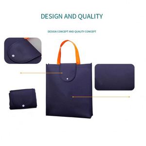 Sac de courses réutilisable et pliable personnalisé avec logo, faible MOQ, pour supermarché, sac fourre-tout non tissé avec pochette - Product Image 5