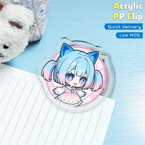 Custom Acrylic Bag Clip Note Paper Clip Back to School Promotional Gift Customizable Logo Mascot <b>Anime</b> Character Cartoon Image - Product Image 1